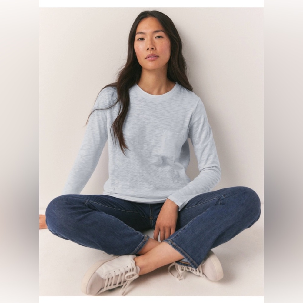 The White Company - Organic Cotton Double Layer Top - ice blue - 12 - like NEW